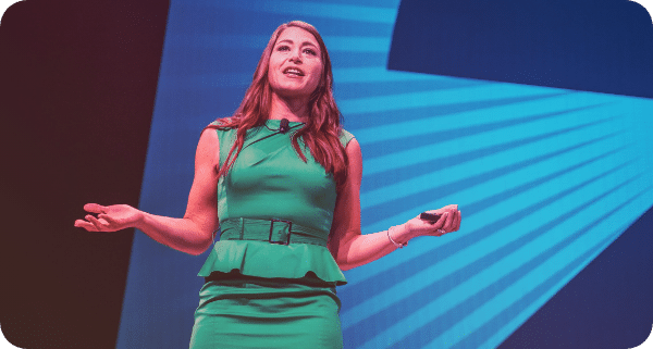 woman speaking at an Executive Forum session during Workhuman Live