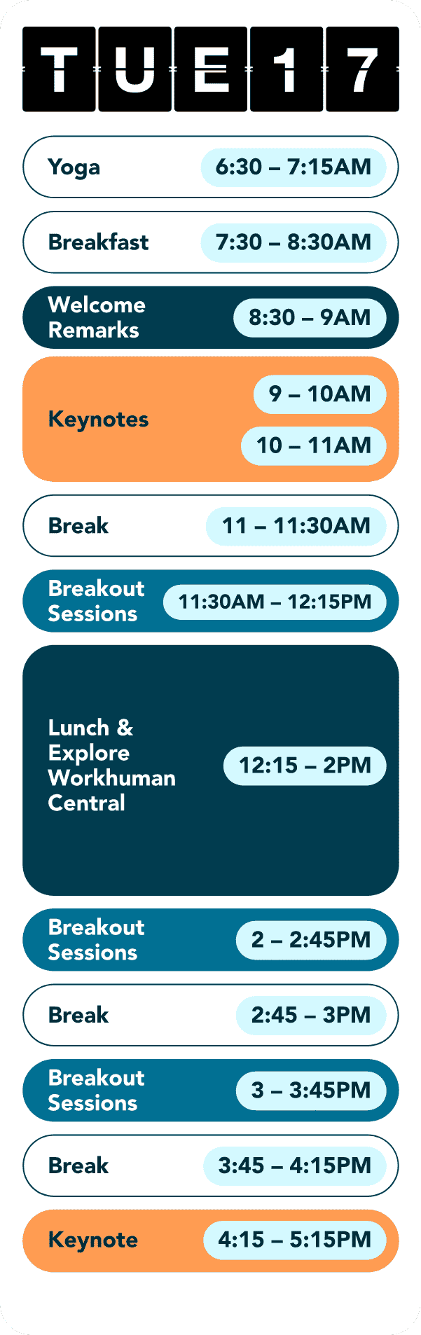 Tuesday Schedule